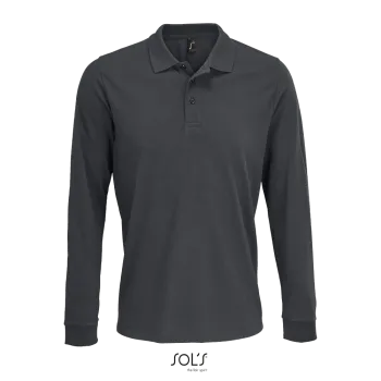 Φωτογραφία από μπροστά από Prime LSL 4-5XL - Unisex μακρυμάνικο πόλο πικέ σε χρώμα Dark Grey