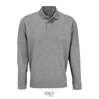 Φωτογραφία από μπροστά από Heritage 4-5XL - Unisex μπλούζα φούτερ με γιακά πόλο σε χρώμα Grey Melange