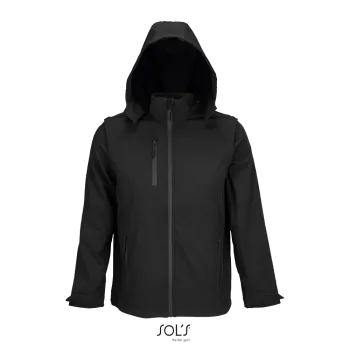 Φωτογραφία από μπροστά από Falcon 3in1 4-5XL - Ανακυκλωμένο softshell με αποσπώμενη κουκούλα και μανίκια σε χρώμα Black