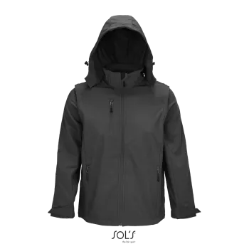 Φωτογραφία από μπροστά από Falcon 3in1 - Ανακυκλωμένο softshell με αποσπώμενη κουκούλα και μανίκια σε χρώμα Charcoal Grey