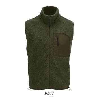 Φωτογραφία από μπροστά από Fury BW 3XL - Unisex sherpa γιλέκο σε χρώμα Army-Dark Army