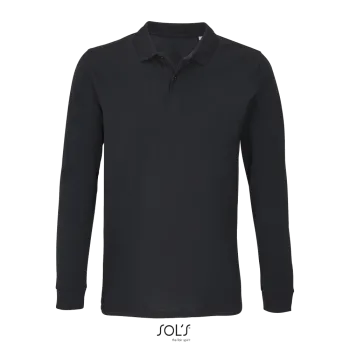 Φωτογραφία από μπροστά από Planet LSL 4-5XL - Unisex μακρυμάνικο οργανικό πόλο σε χρώμα Black