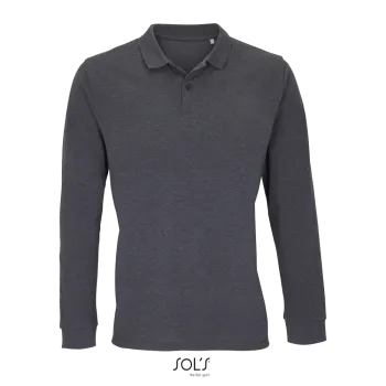 Φωτογραφία από μπροστά από Planet LSL 4-5XL - Unisex μακρυμάνικο οργανικό πόλο σε χρώμα Charcoal Melange