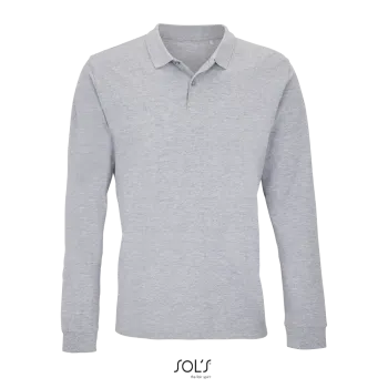 Φωτογραφία από μπροστά από Planet LSL 4-5XL - Unisex μακρυμάνικο οργανικό πόλο σε χρώμα Grey Melange