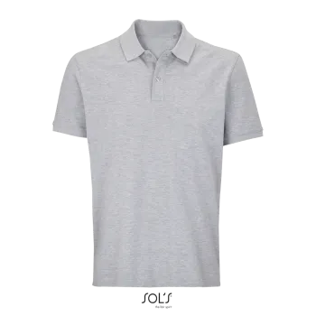 Φωτογραφία από μπροστά από Pegase 4XL - Unisex οργανικό πόλο πικέ σε χρώμα Grey Melange