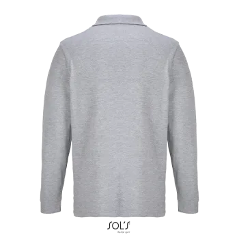 Φωτογραφία από πίσω από LSL Pacific 4-5XL - Μακρυμάνικο unisex πόλο πικέ σε χρώμα Grey Melange