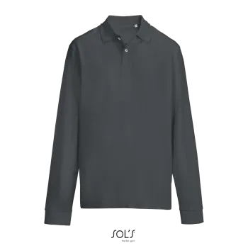 Φωτογραφία από μπροστά από LSL Pacific - Μακρυμάνικο unisex πόλο πικέ σε χρώμα Mouse Grey