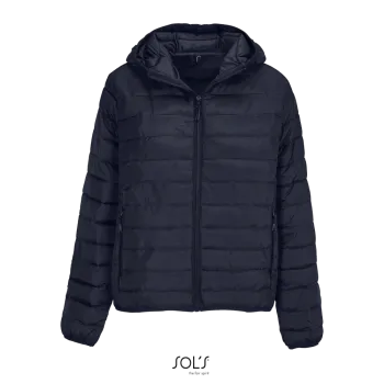 Φωτογραφία από μπροστά από Stream Hooded Women - Γυναικείο ελαφρύ μπουφάν με κουκούλα σε χρώμα French Navy