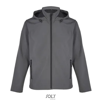 Φωτογραφία από μπροστά από Race Hooded Men 4XL - Ανδρικό softshell τζάκετ με κουκούλα σε χρώμα Charcoal Grey