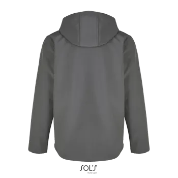Φωτογραφία από πίσω από Race Hooded Men 4XL - Ανδρικό softshell τζάκετ με κουκούλα σε χρώμα Charcoal Grey