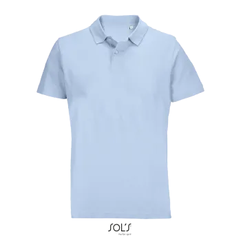 Φωτογραφία από μπροστά από Pulse - Unisex πόλο πικέ σε χρώμα Sky Blue Pique