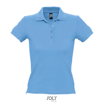 Φωτογραφία από μπροστά από People - Γυναικείο πόλο πικέ σε χρώμα Sky Blue Pique