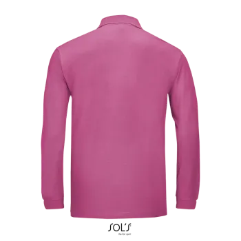 Φωτογραφία από πίσω από Winter II - Ανδρικό μακρυμάνικο πόλο πικέ σε χρώμα Flash Pink