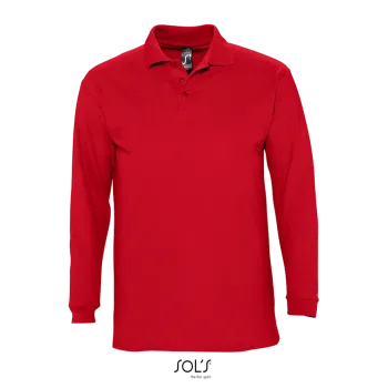 Φωτογραφία από μπροστά από Winter II 3XL - Ανδρικό μακρυμάνικο πόλο πικέ σε χρώμα Red