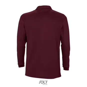 Φωτογραφία από πίσω από Winter II - Ανδρικό μακρυμάνικο πόλο πικέ σε χρώμα Burgundy