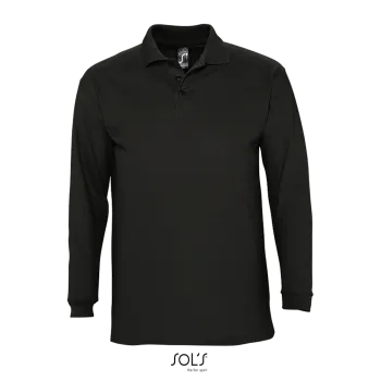 Φωτογραφία από μπροστά από Winter II 3XL - Ανδρικό μακρυμάνικο πόλο πικέ σε χρώμα Black