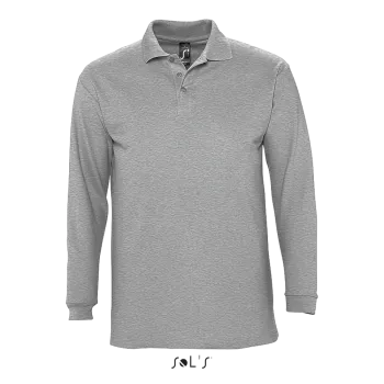 Φωτογραφία από μπροστά από Winter II 3XL - Ανδρικό μακρυμάνικο πόλο πικέ σε χρώμα Grey Melange