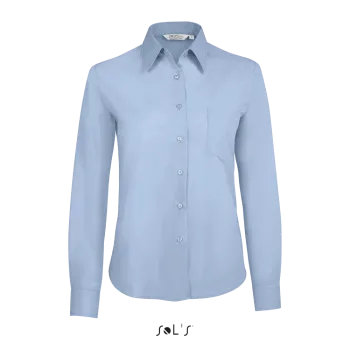 Φωτογραφία από μπροστά από Executive - Γυναικείο μακρυμάνικο πουκάμισο από ποπλίνα σε χρώμα Sky Blue