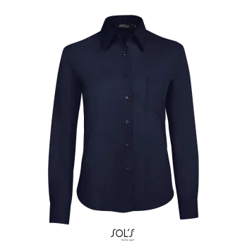 Φωτογραφία από μπροστά από Executive - Γυναικείο μακρυμάνικο πουκάμισο από ποπλίνα σε χρώμα Dark Blue