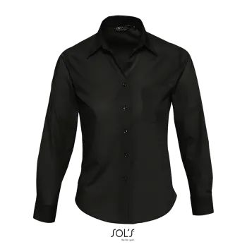 Φωτογραφία από μπροστά από Executive - Γυναικείο μακρυμάνικο πουκάμισο από ποπλίνα σε χρώμα Black