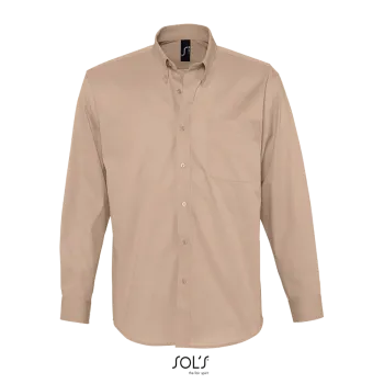 Φωτογραφία από μπροστά από Bel-air - Ανδρικό μακρυμάνικο twill πουκάμισο σε χρώμα Beige