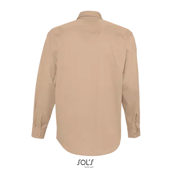 Φωτογραφία από πίσω από Bel-air - Ανδρικό μακρυμάνικο twill πουκάμισο σε χρώμα Beige