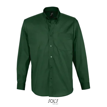 Φωτογραφία από μπροστά από Bel-air - Ανδρικό μακρυμάνικο twill πουκάμισο σε χρώμα Bottle Green