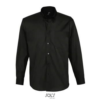 Φωτογραφία από μπροστά από Bel-air - Ανδρικό μακρυμάνικο twill πουκάμισο σε χρώμα Black