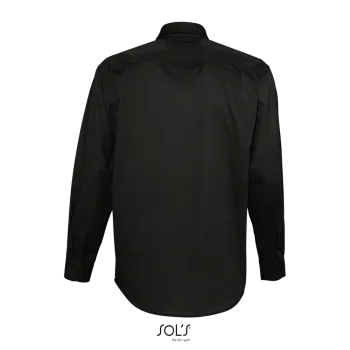 Φωτογραφία από πίσω από Bel-air - Ανδρικό μακρυμάνικο twill πουκάμισο σε χρώμα Black