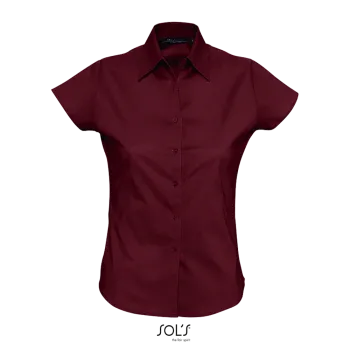 Φωτογραφία από μπροστά από Excess - Γυναικείο κοντομάνικο πουκάμισο σε χρώμα Medium Burgundy