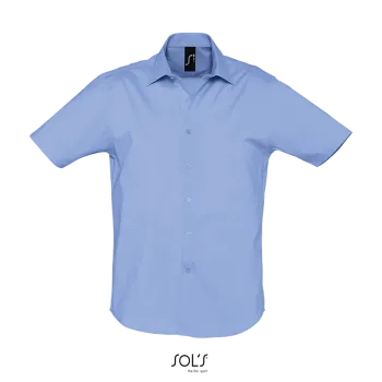 Φωτογραφία από μπροστά από Broadway - Ανδρικό κοντομάνικο πουκάμισο σε χρώμα Bright Sky