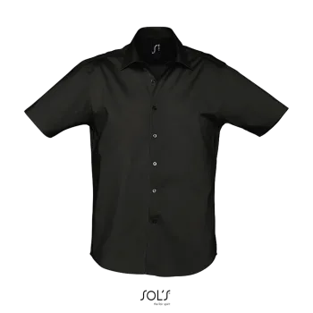 Φωτογραφία από μπροστά από Broadway - Ανδρικό κοντομάνικο πουκάμισο σε χρώμα Black