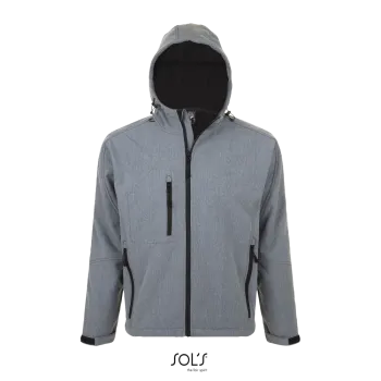 Φωτογραφία από μπροστά από Replay Men 3XL - Ανδρικό softshell με κουκούλα σε χρώμα Grey Melange
