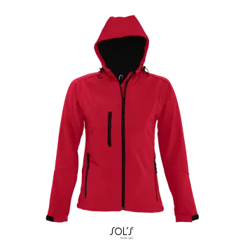 Φωτογραφία από μπροστά από Replay Women - Γυναικείο softshell με κουκούλα σε χρώμα Pepper Red