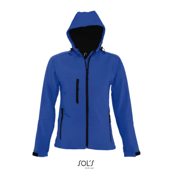 Φωτογραφία από μπροστά από Replay Women - Γυναικείο softshell με κουκούλα σε χρώμα Royal Blue