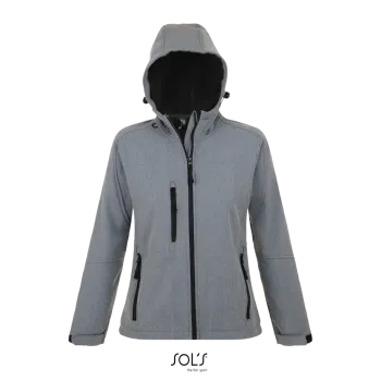 Φωτογραφία από μπροστά από Replay Women - Γυναικείο softshell με κουκούλα σε χρώμα Grey Melange