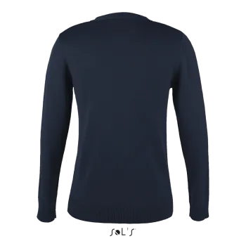 Φωτογραφία από πίσω από Golden Women - Γυναικεία πλεκτή ζακέτα με λαιμόκοψη 