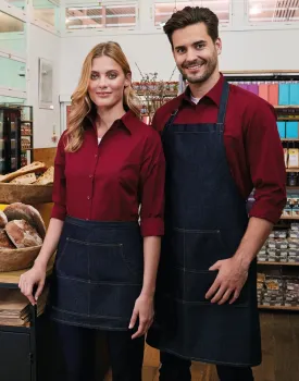 Φωτογραφία από μπροστά από PR126 - Ποδιά Ολόσωμη Τζιν σε χρώμα Indigo Denim