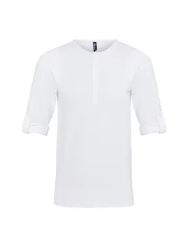 Τρίτη φωτογραφία από PR218 - Ανδρική μακρυμάνικη μπλούζα με κουμπιά σε χρώμα White