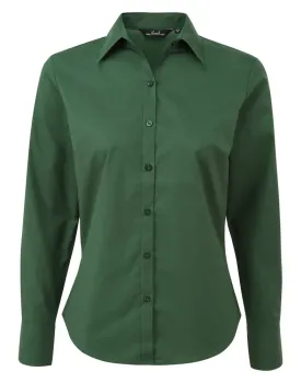 Φωτογραφία από μπροστά από PR300 - Γυναικείο μακρυμάνικο πουκάμισο από ποπλίνα σε χρώμα Bottle Green