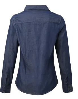 Πέμπτη φωτογραφία από PR322 - Γυναικείο τζιν μακρυμάνικο πουκάμισο σε χρώμα Indigo Denim