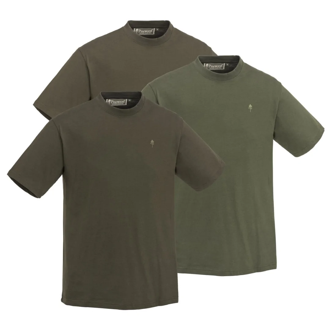 Εικόνα 3-Pack T-Shirt Μπλουζάκια Pinewood σε Khaki χρώμα